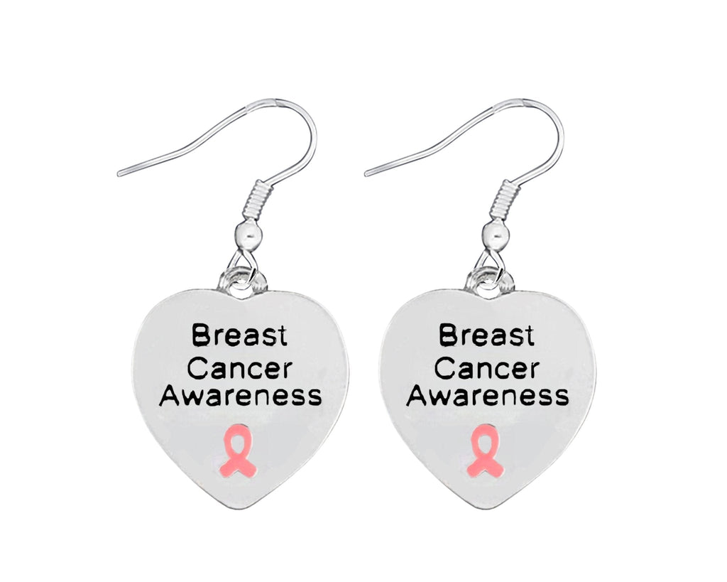 Heart Shaped Breast Cancer Awareness Earrings