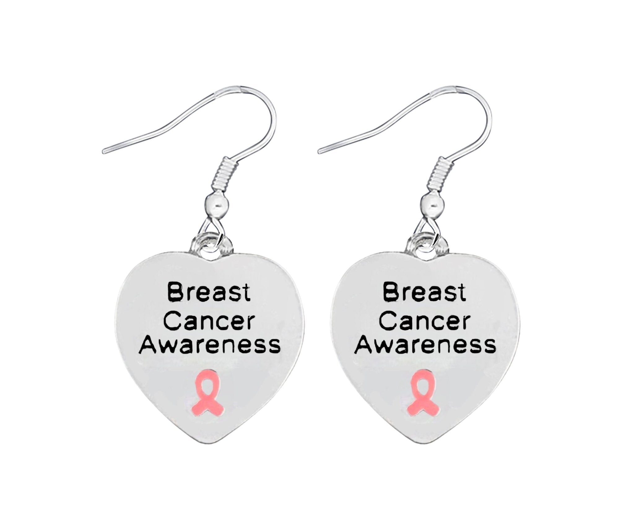 Heart Shaped Breast Cancer Awareness Earrings