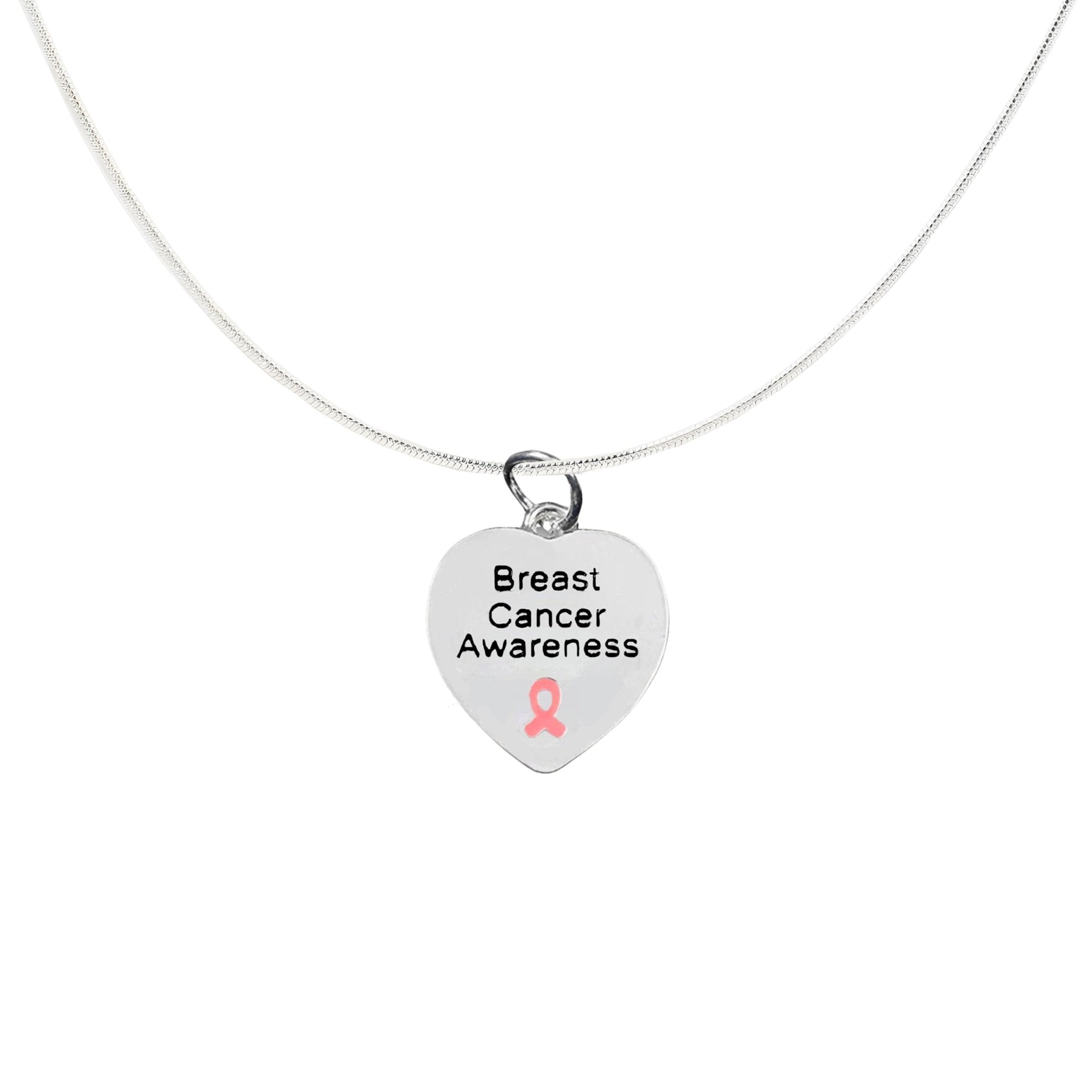 Heart Shaped Breast Cancer Awareness Necklaces