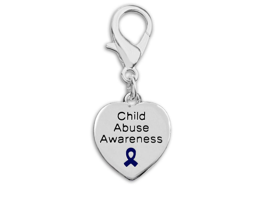 Heart Shaped Child Abuse Awareness Hanging Charms