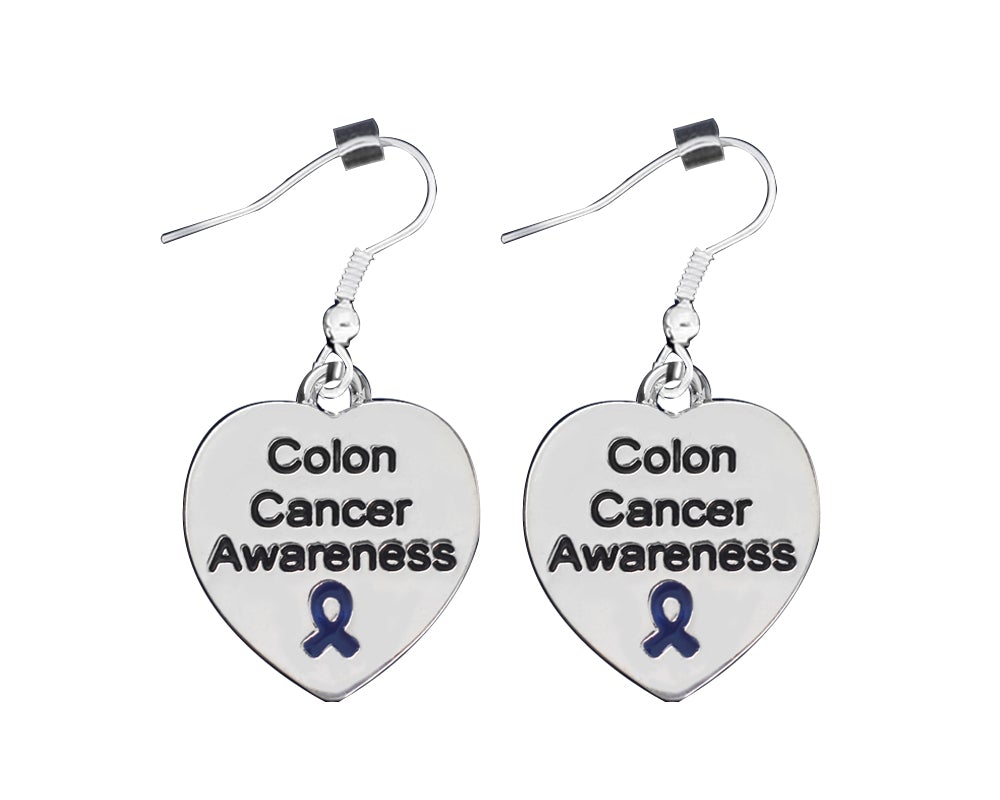 Heart Shaped Colon Cancer Awareness Earrings