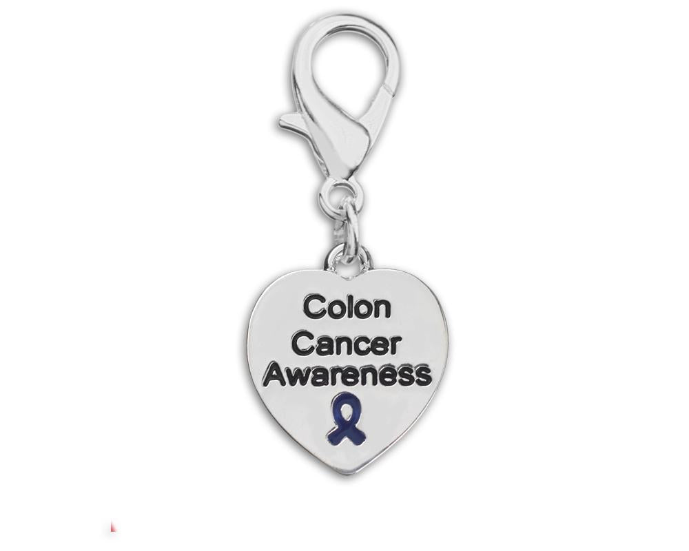 Heart Shaped Colon Cancer Awareness Hanging Charms