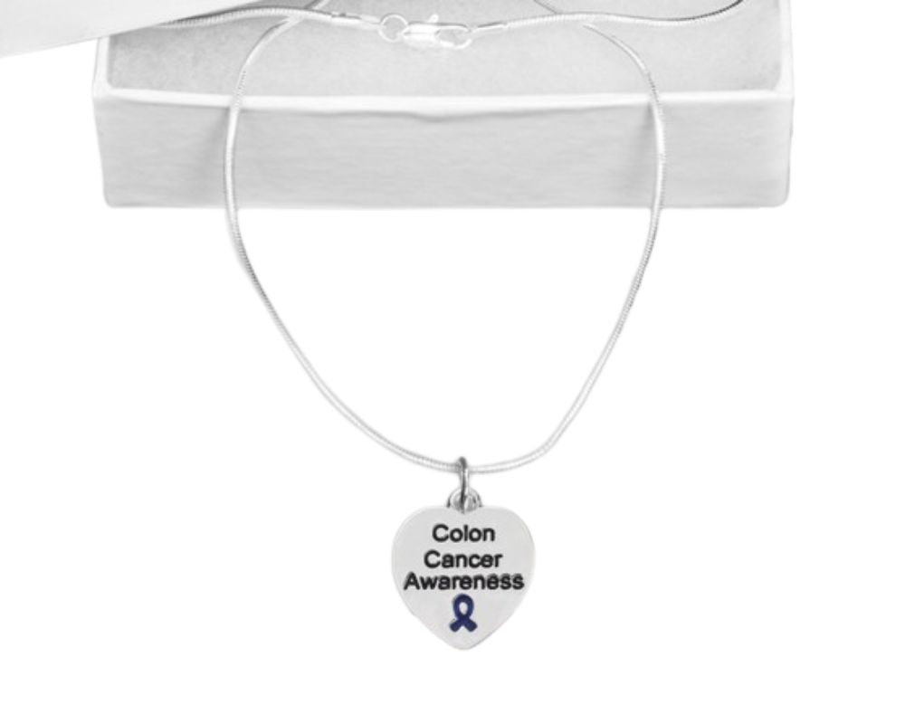 Heart Shaped Colon Cancer Awareness Necklaces