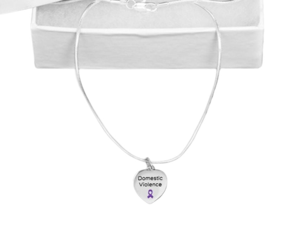 Heart Shaped Domestic Violence Awareness Necklaces