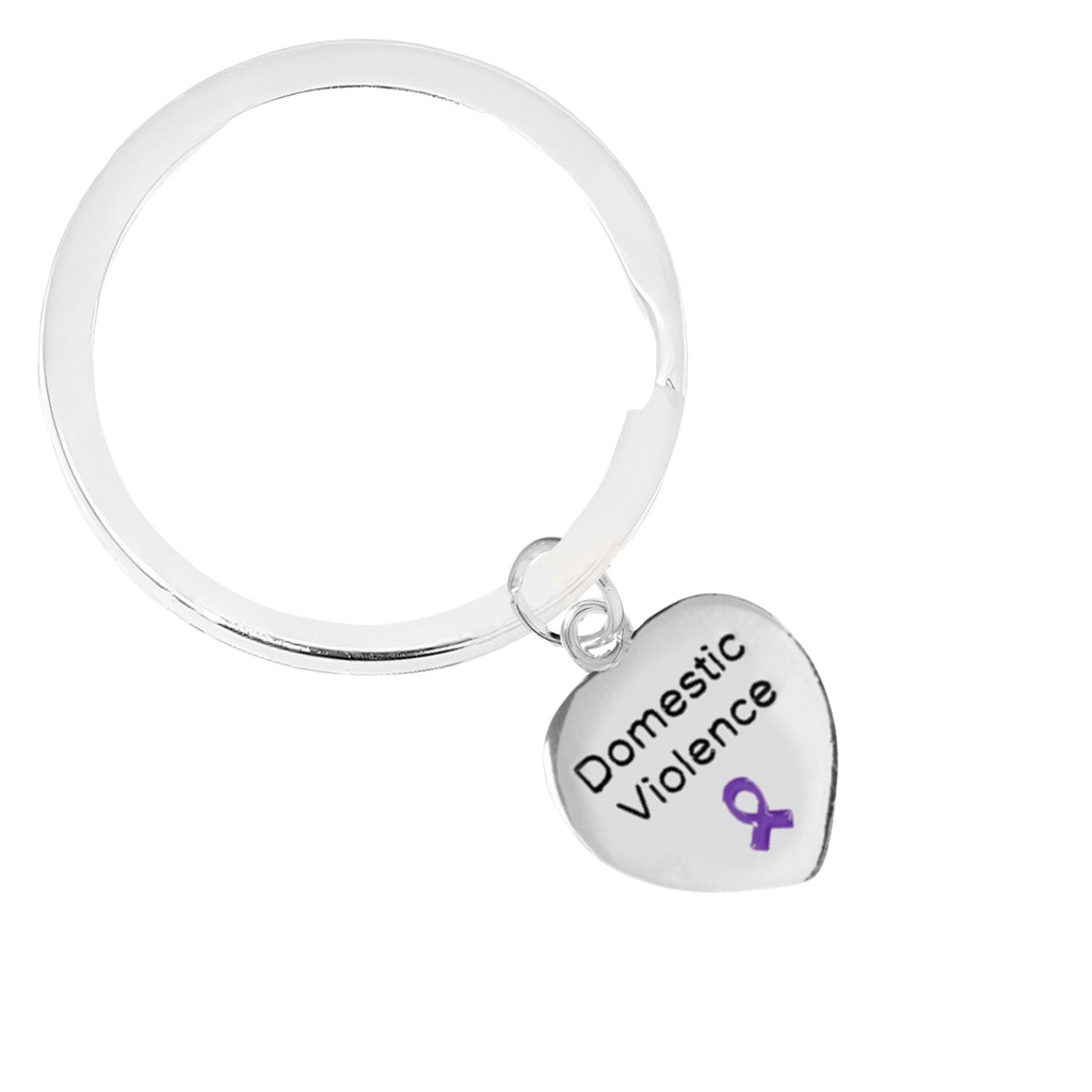 Heart Shaped Domestic Violence Awareness Split Style Keychains