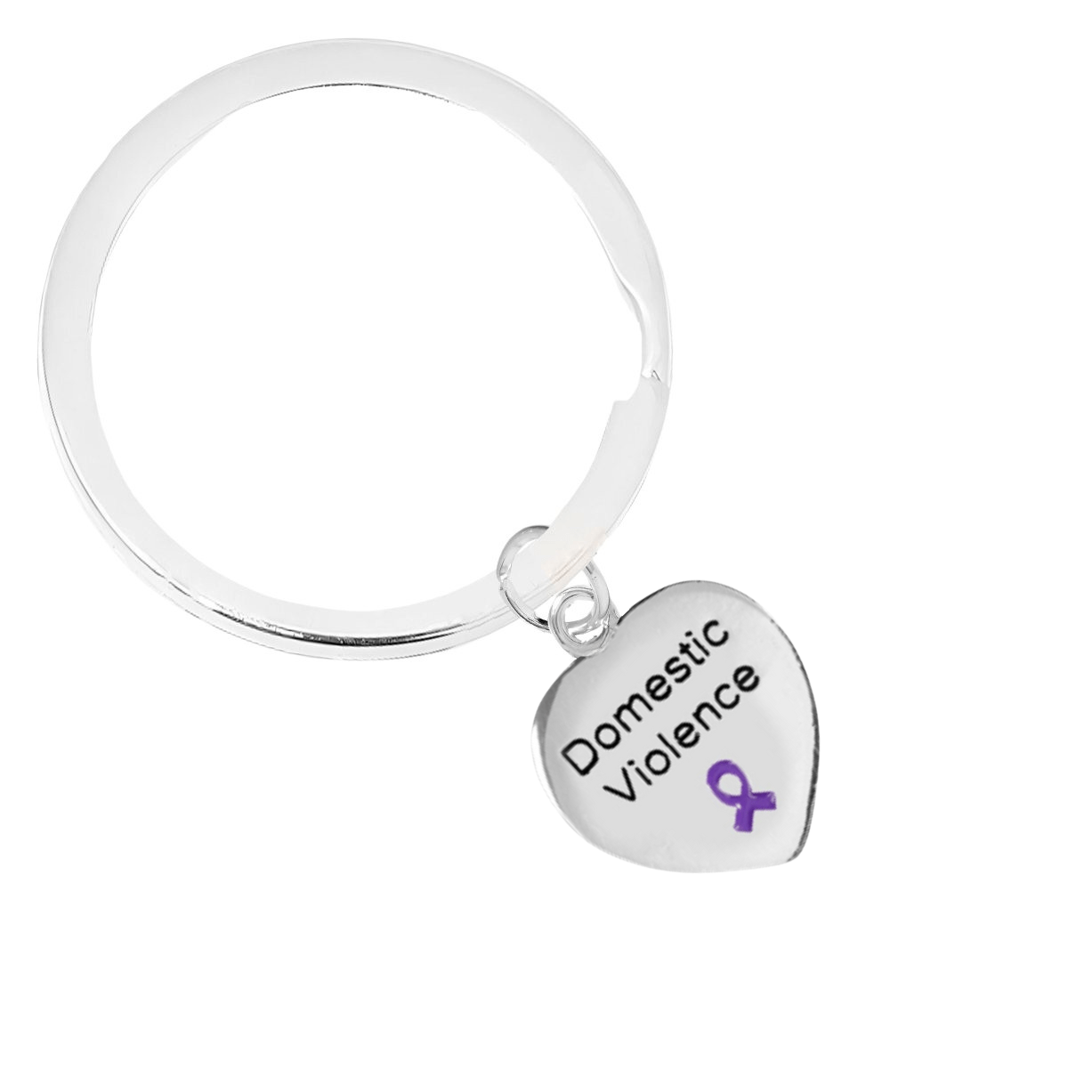 Heart Shaped Domestic Violence Awareness Split Style Keychains