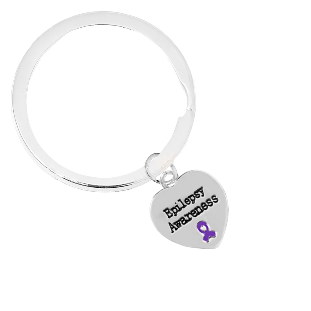 Heart Shaped Epilepsy Awareness Split Style Keychains