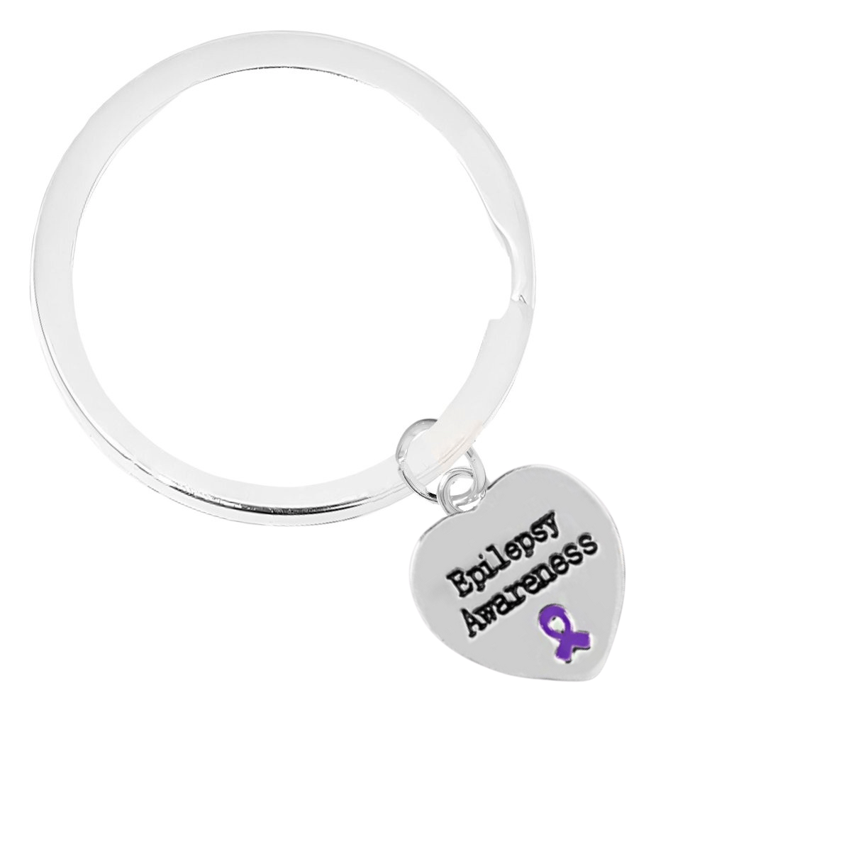 Heart Shaped Epilepsy Awareness Split Style Keychains