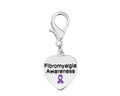 Heart Shaped Fibromyalgia Awareness Hanging Charms