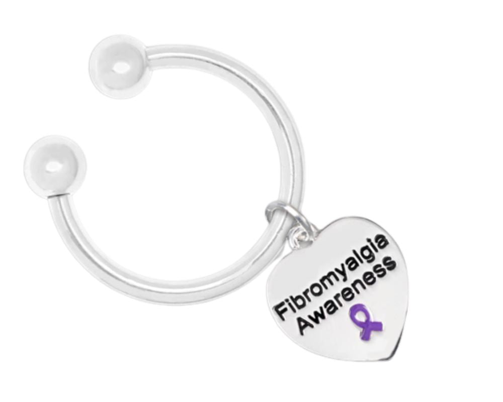 Heart Shaped Fibromyalgia Awareness Keychains