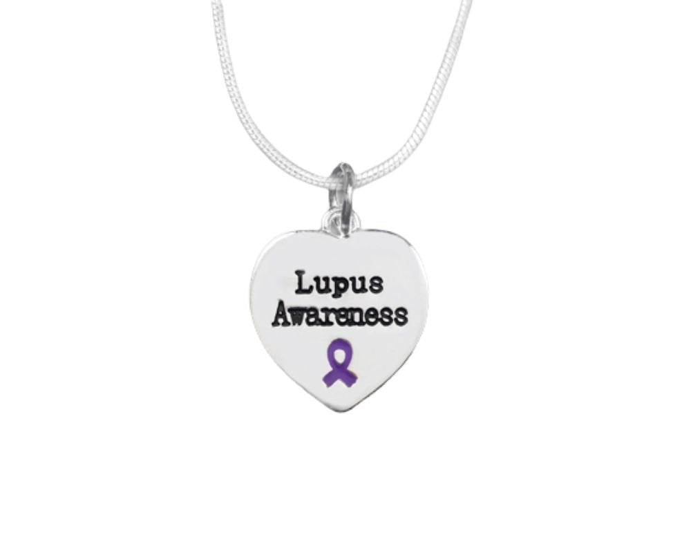 Heart Shaped Lupus Awareness Necklaces
