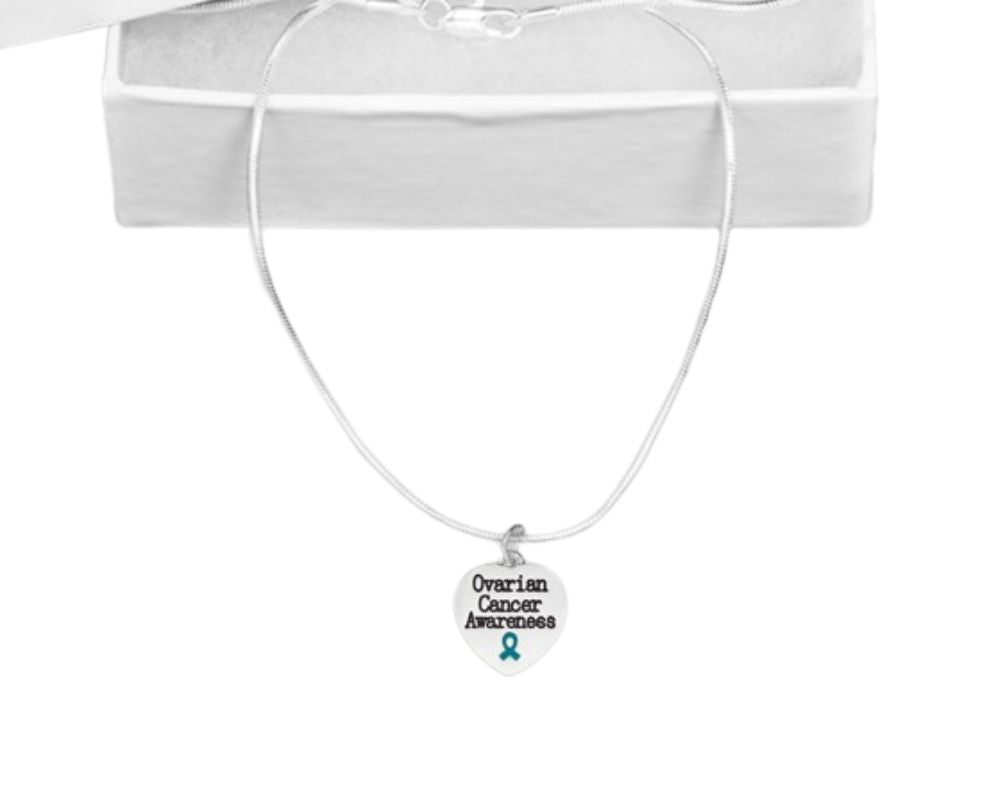 Heart Shaped Ovarian Cancer Awareness Necklaces