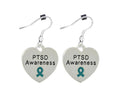 Heart Shaped Post Traumatic Stress Disorder PTSD Awareness Earrings