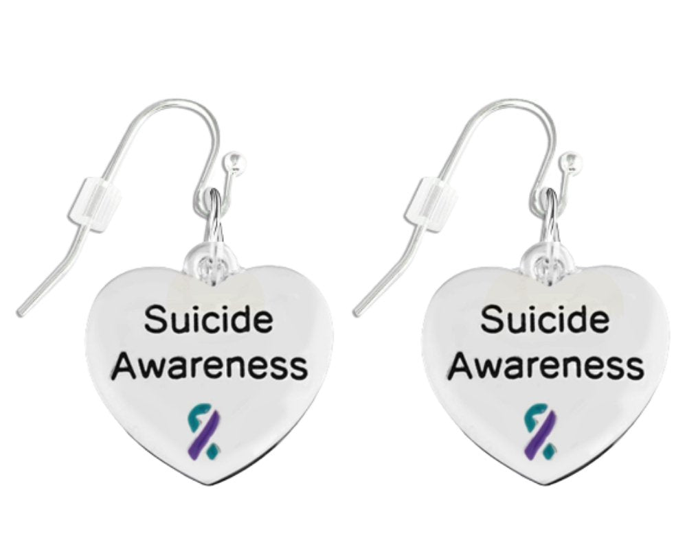 Heart Shaped Suicide Awareness Hanging Earrings
