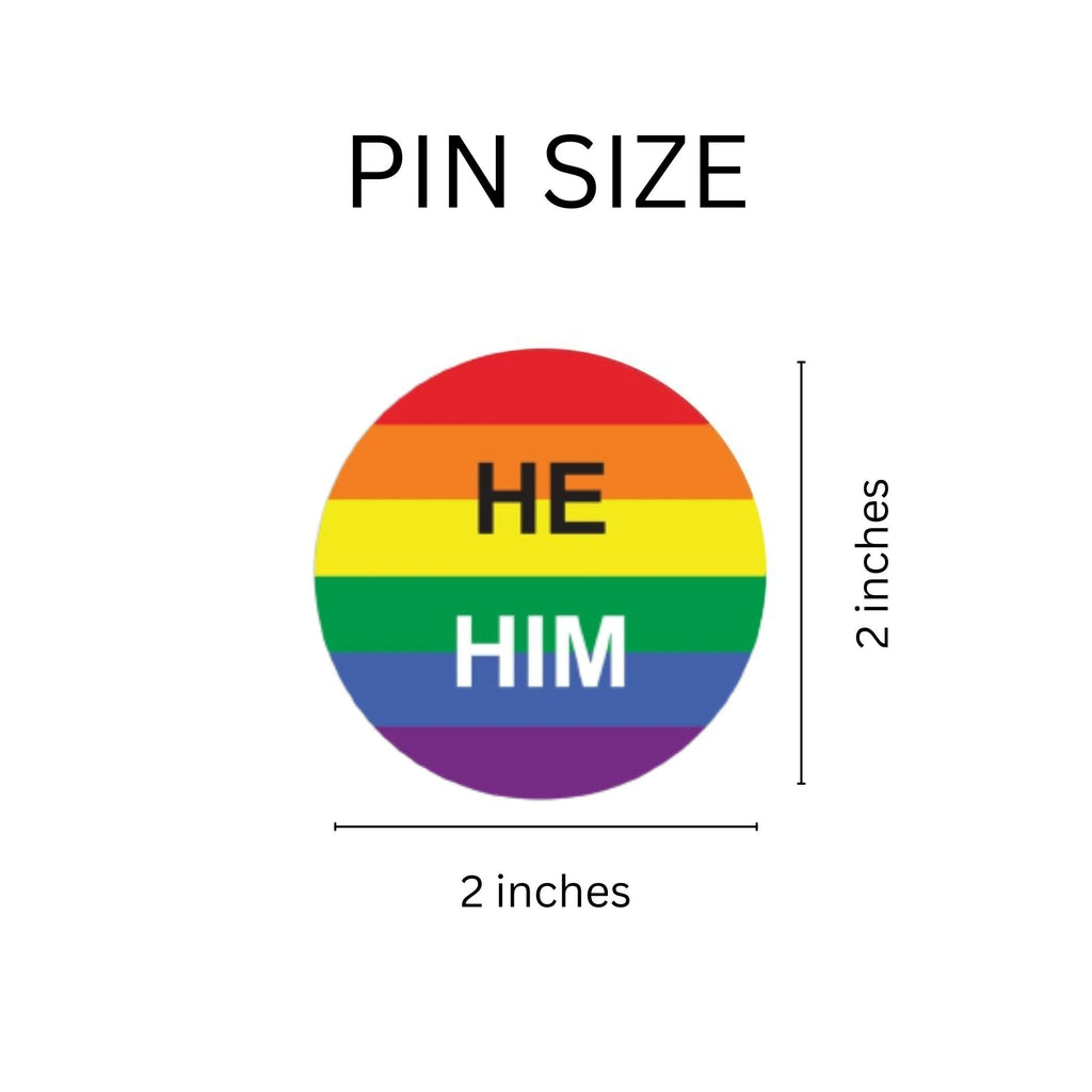 He/Him Pronoun Rainbow Flag Button Pins