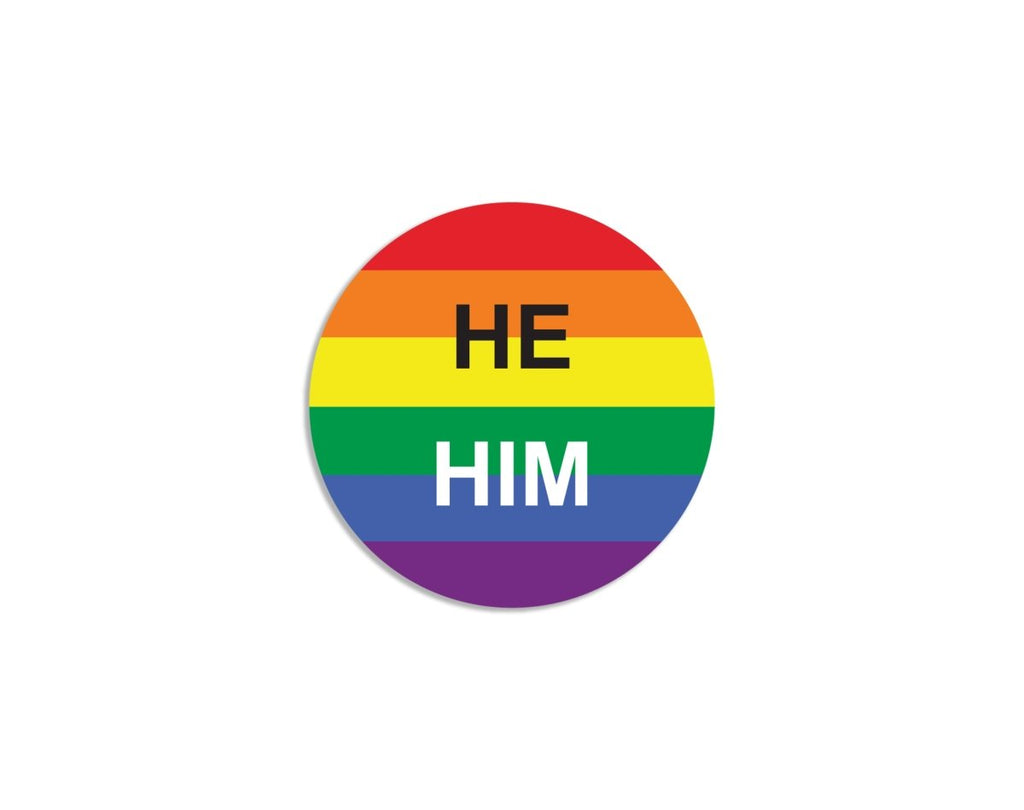 He/Him Pronoun Rainbow Flag Button Pins