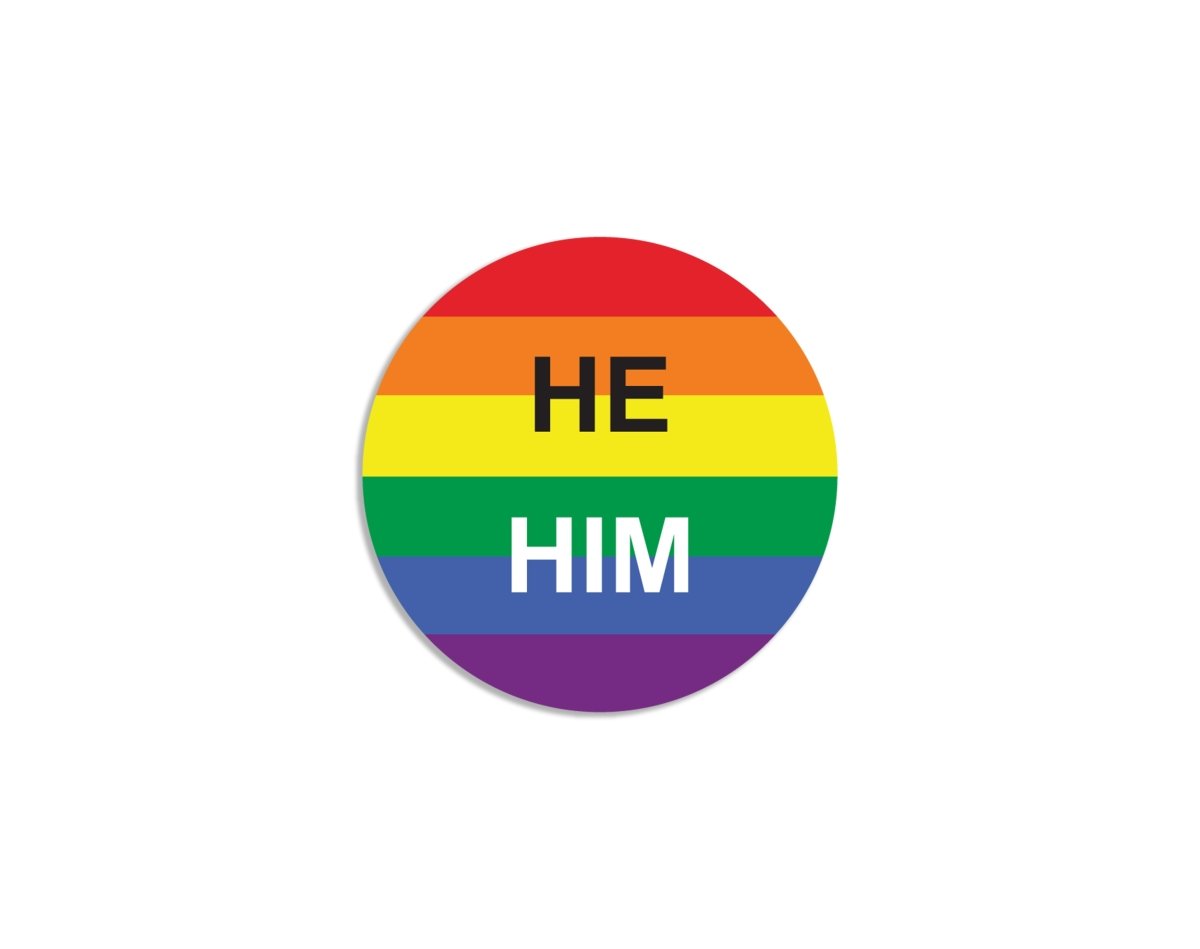 He/Him Pronoun Rainbow Flag Button Pins