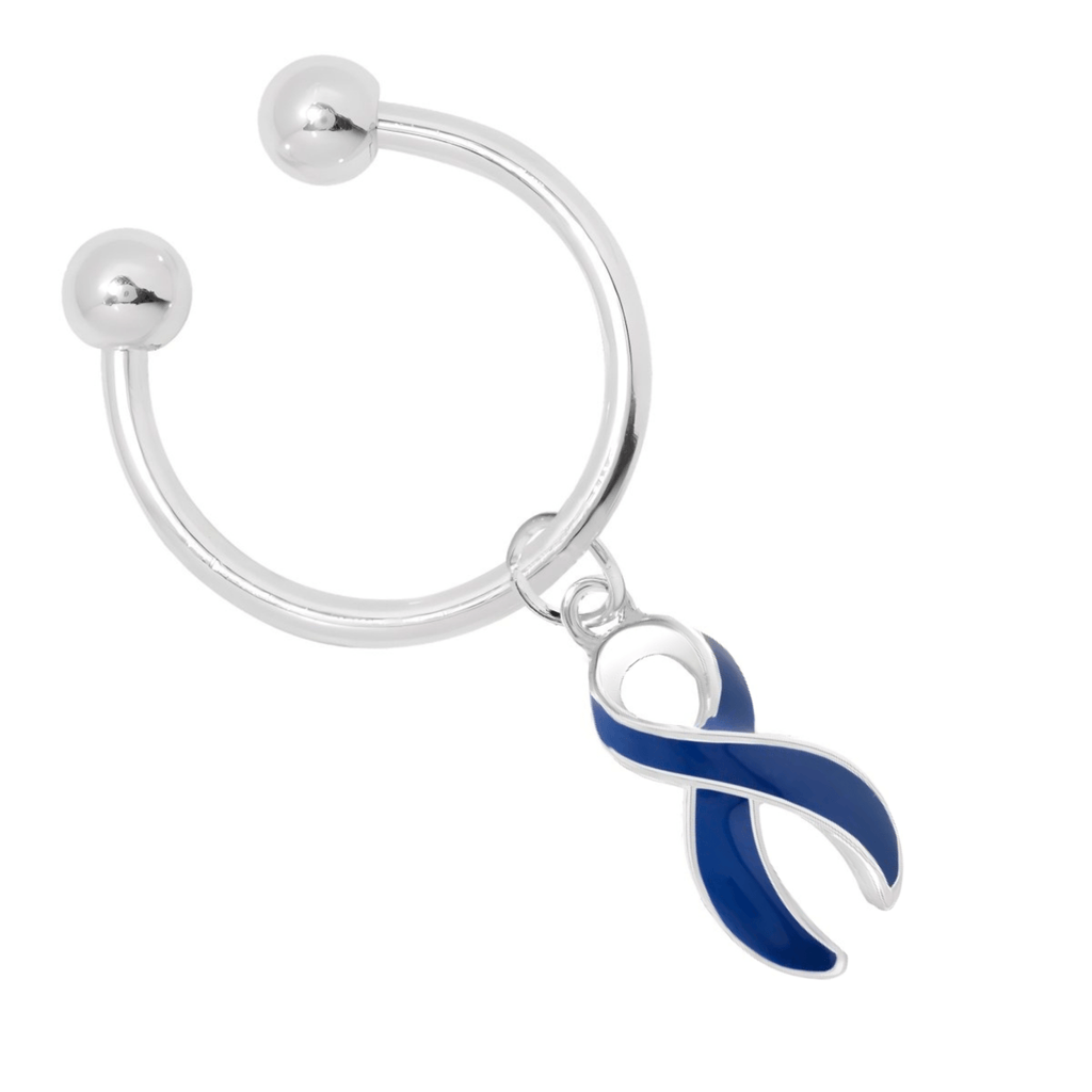 Horseshoe Style Dark Blue Ribbon Key Chains