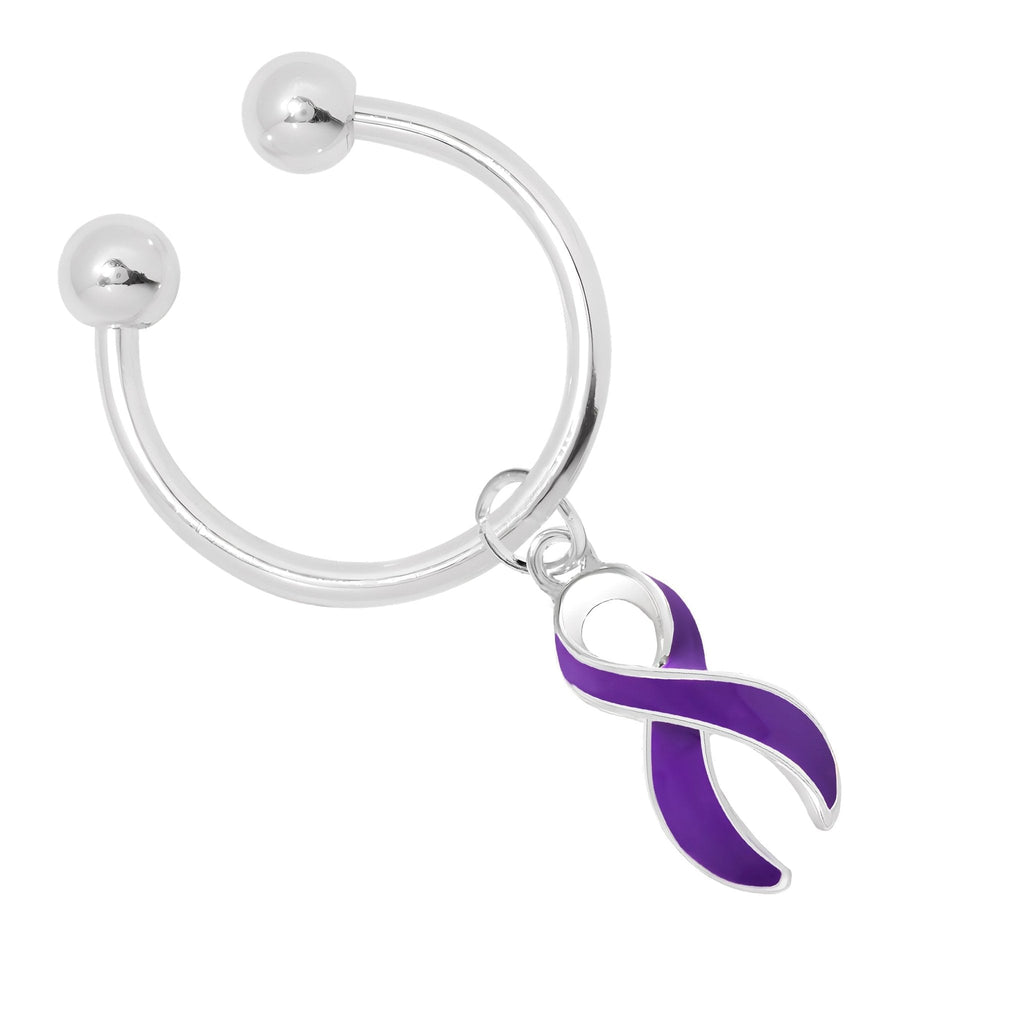 Horseshoe Style Purple Ribbon Key Chains