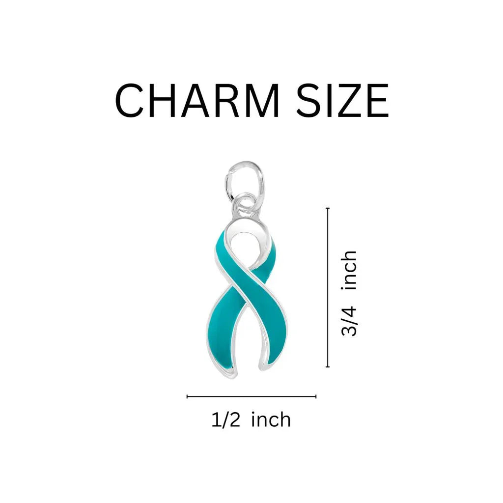 Horseshoe Teal Ribbon Key Chains