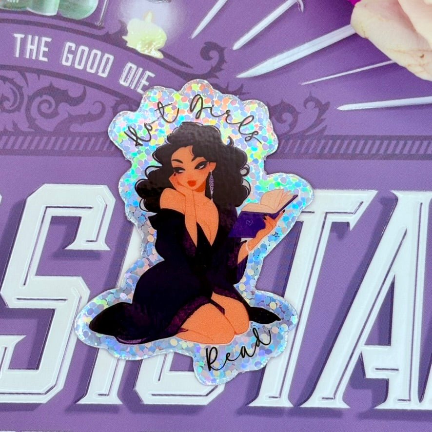 Hot Girls Read 2 Inch Glitter Sticker