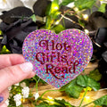 Heart Hot Girls Read Glitter Sticker