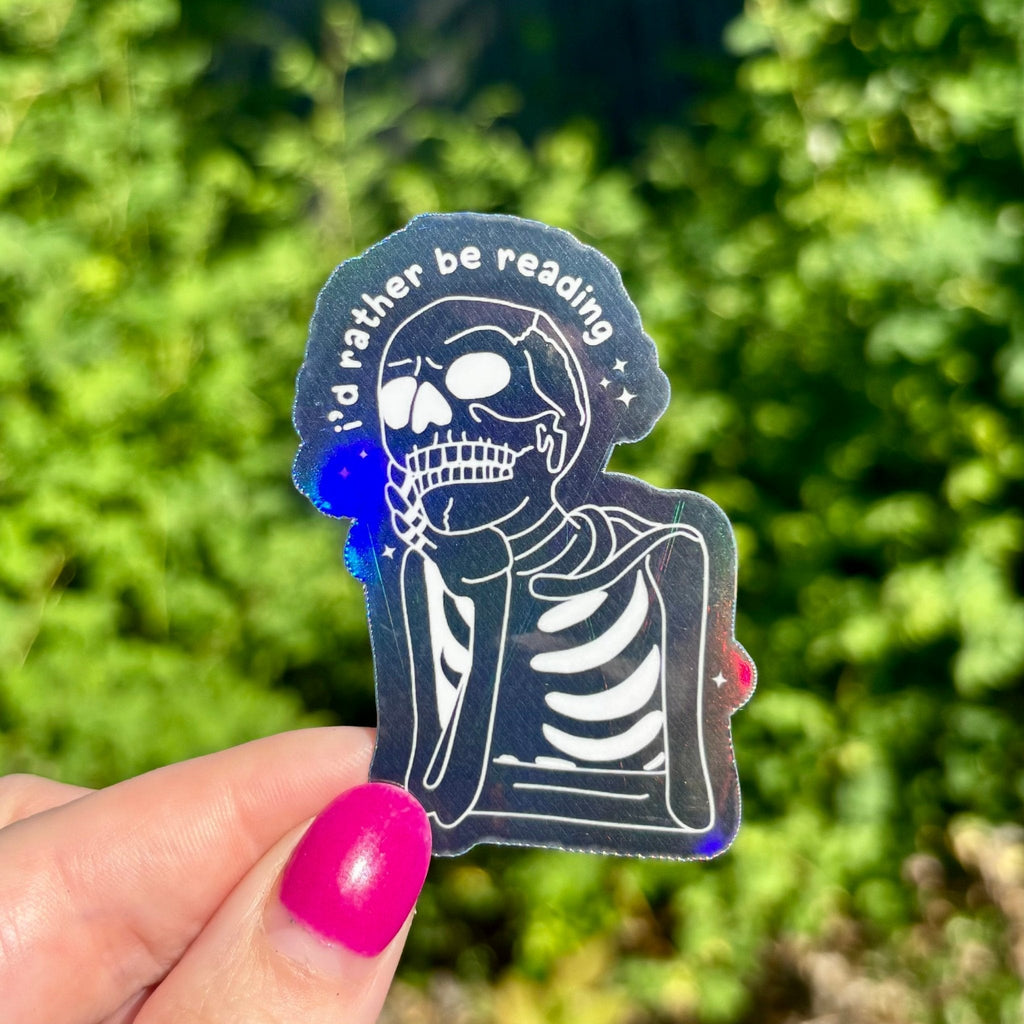 I'd Rather Be Reading Skeleton Sticker