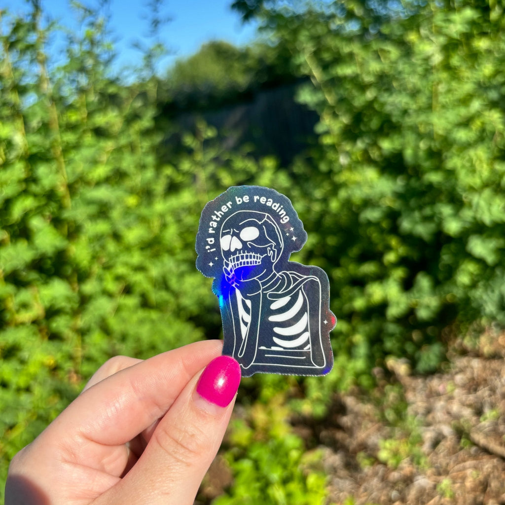 I'd Rather Be Reading Skeleton Sticker