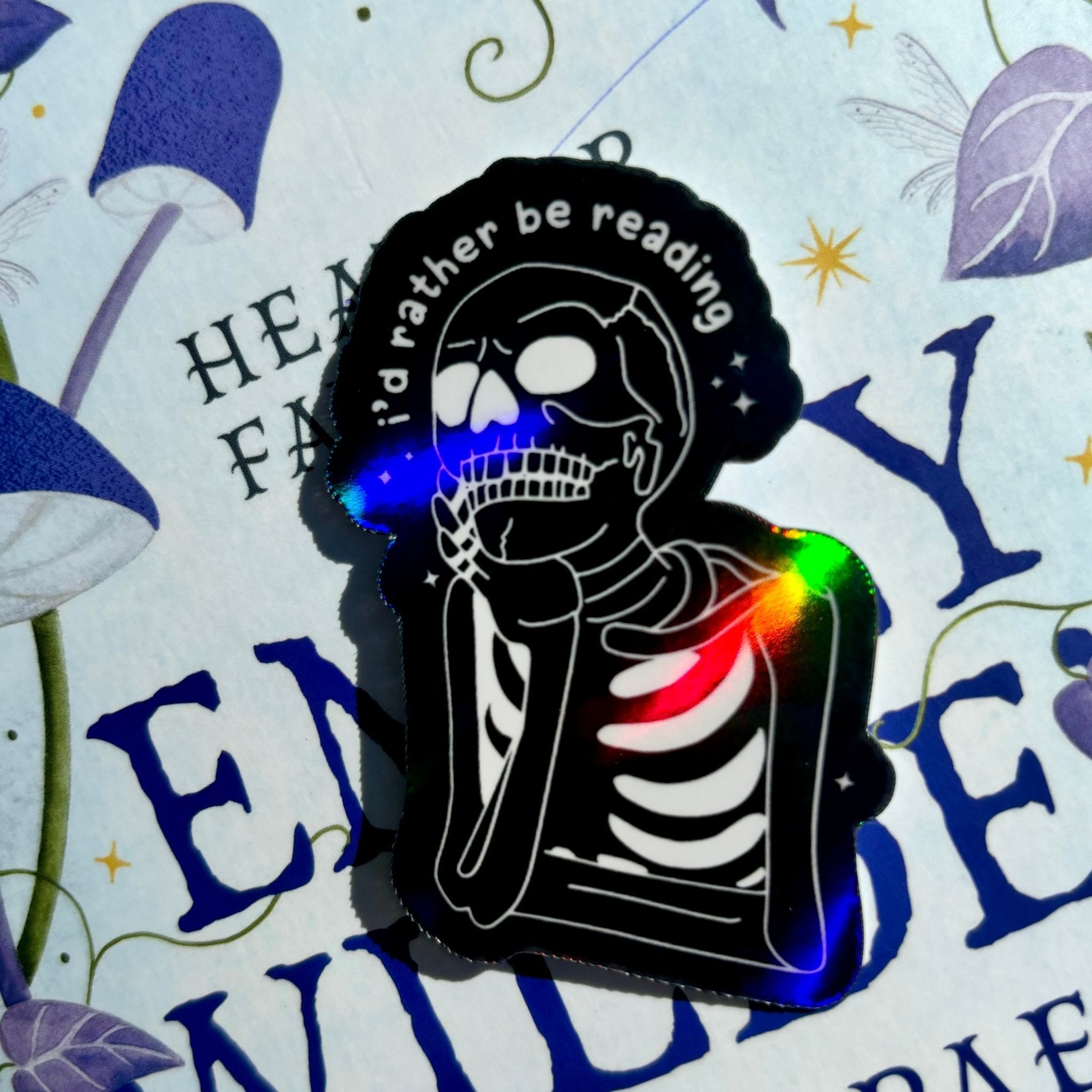 I'd Rather Be Reading Skeleton Sticker