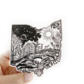 Ohio State Sticker  4" Weatherproof and durable,  Outdoor sticker, Travel sticker, Wanderlust, Moon , Trees