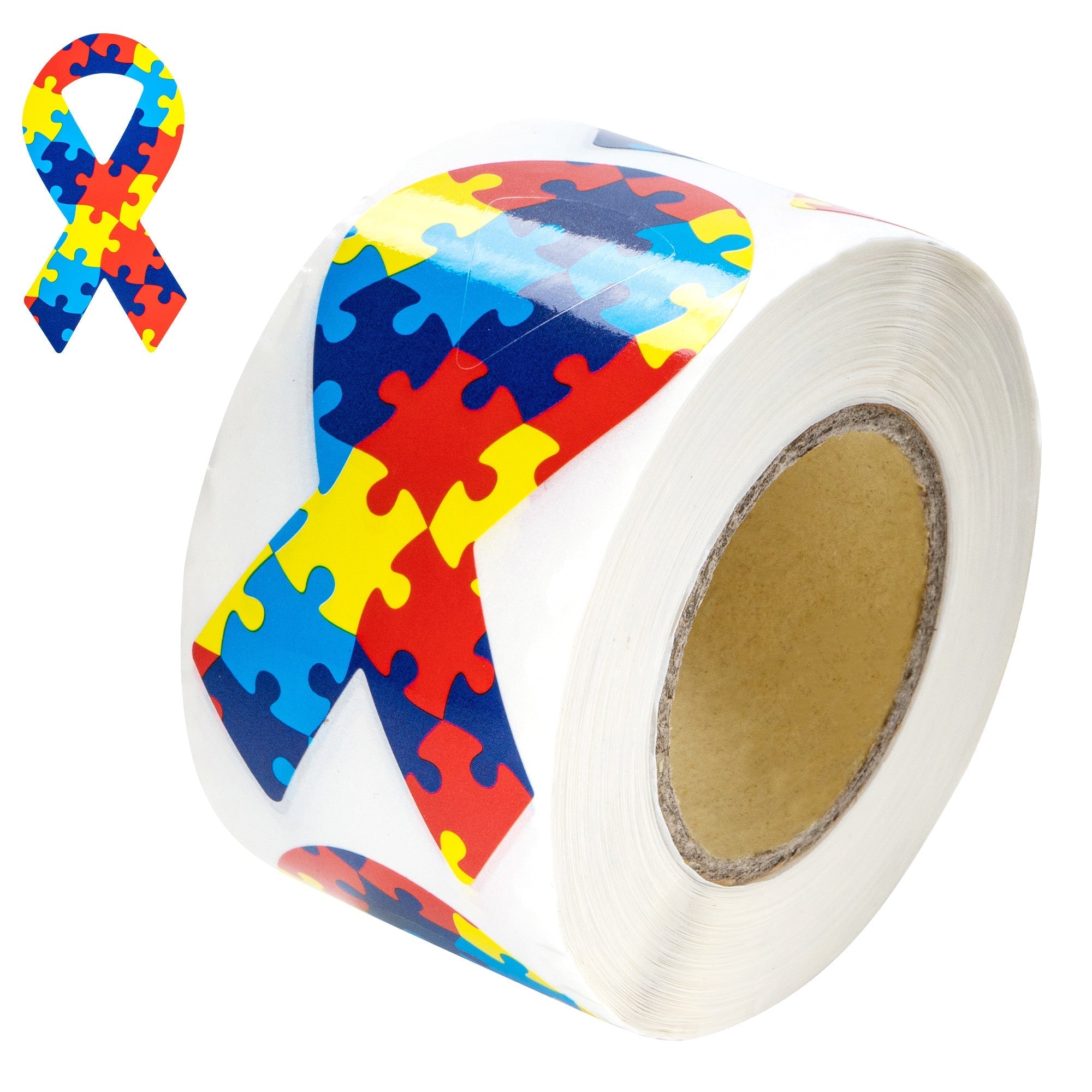 Large Autism Awareness Ribbon Stickers (250 per Roll)