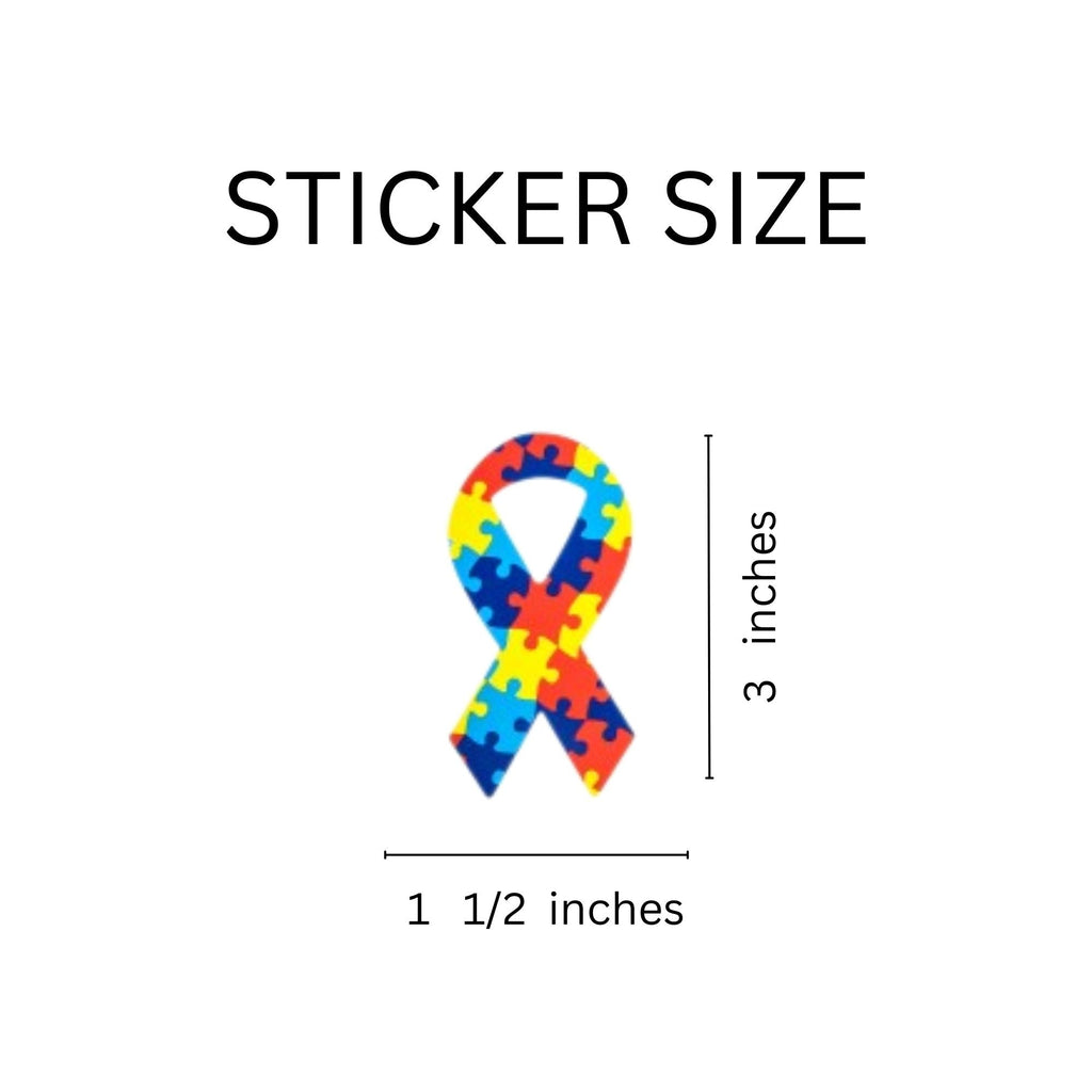 Large Autism Awareness Ribbon Stickers (250 per Roll)