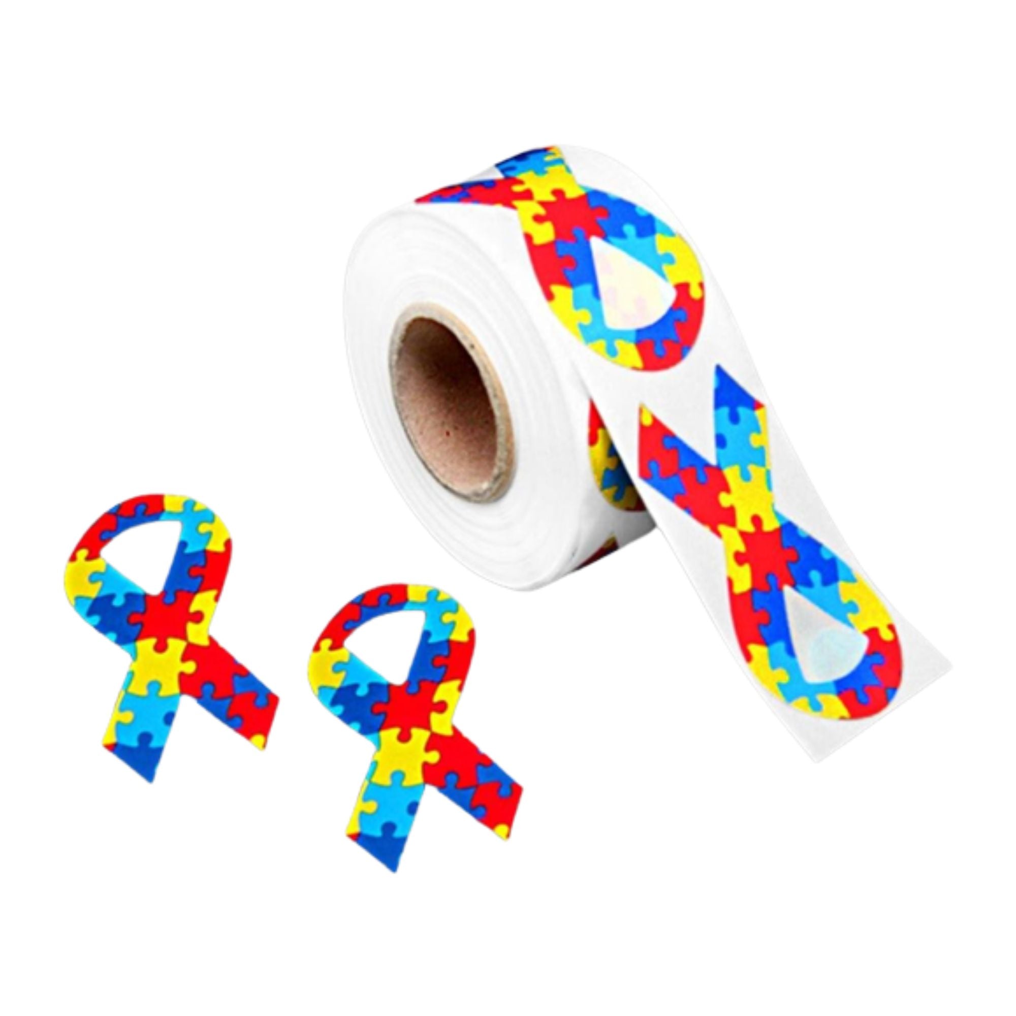 Large Autism Awareness Ribbon Stickers (250 per Roll)
