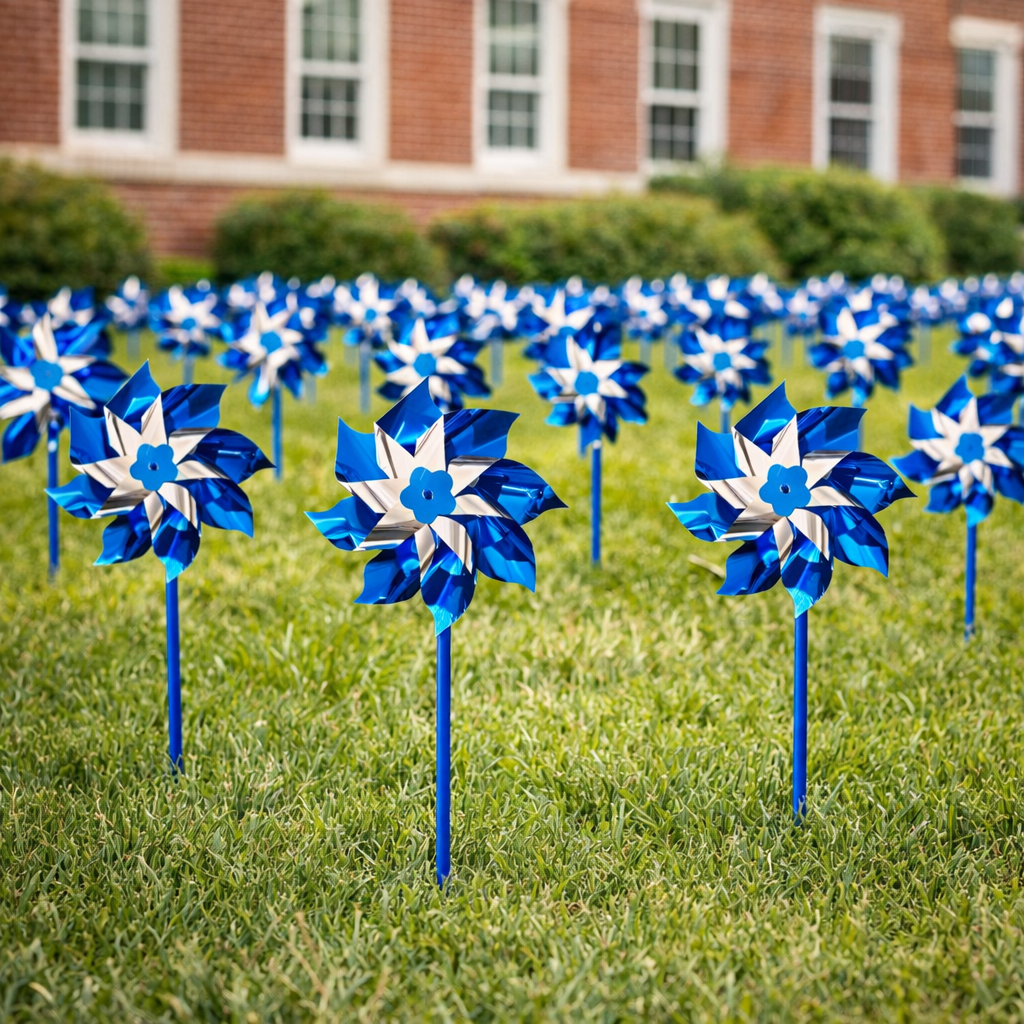 Large Blue Pinwheels for Child Abuse Prevention