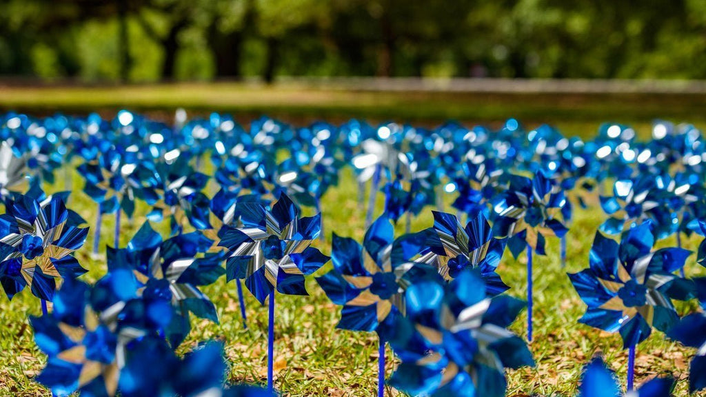 Large Blue Pinwheels for Child Abuse Prevention