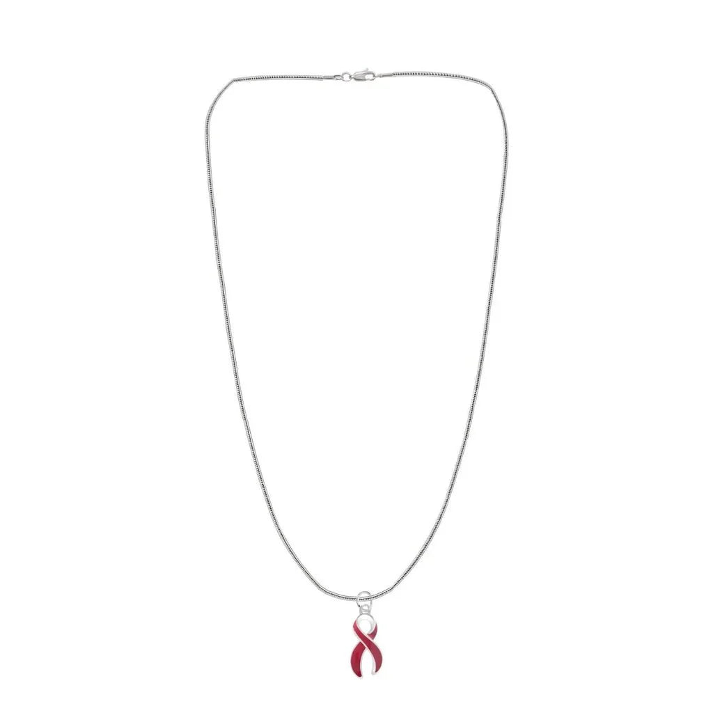 Large Burgundy Ribbon Awareness Necklace