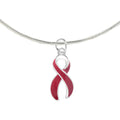 Large Burgundy Ribbon Awareness Necklace