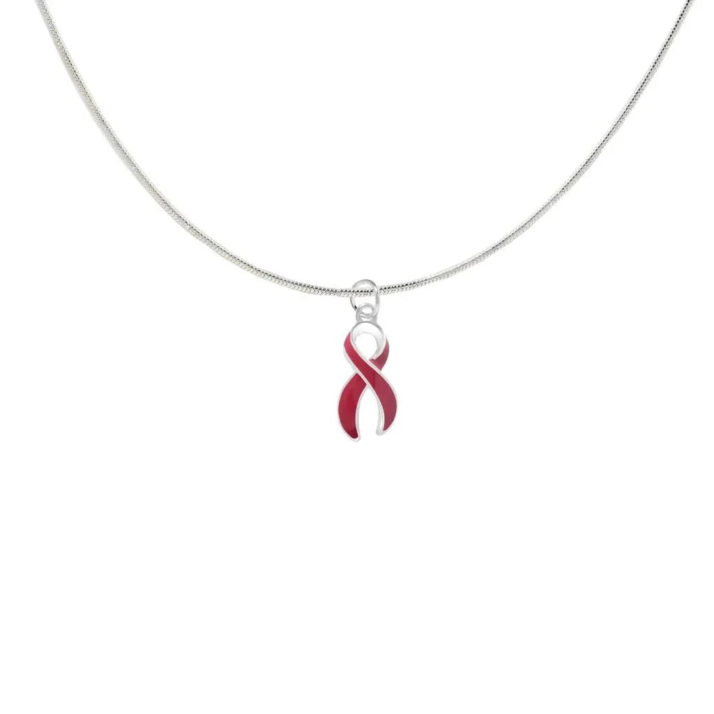 Large Burgundy Ribbon Awareness Necklace