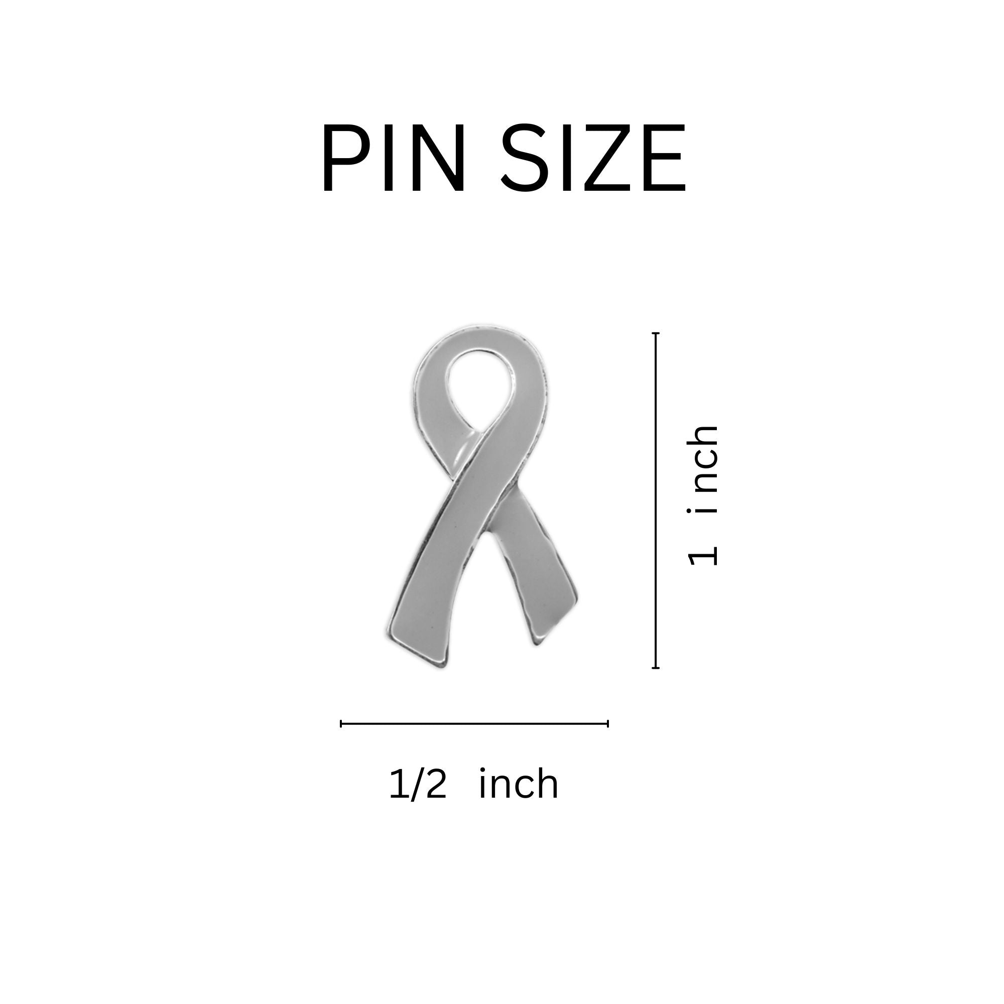 10 Pack Large Flat Gray Ribbon Pins