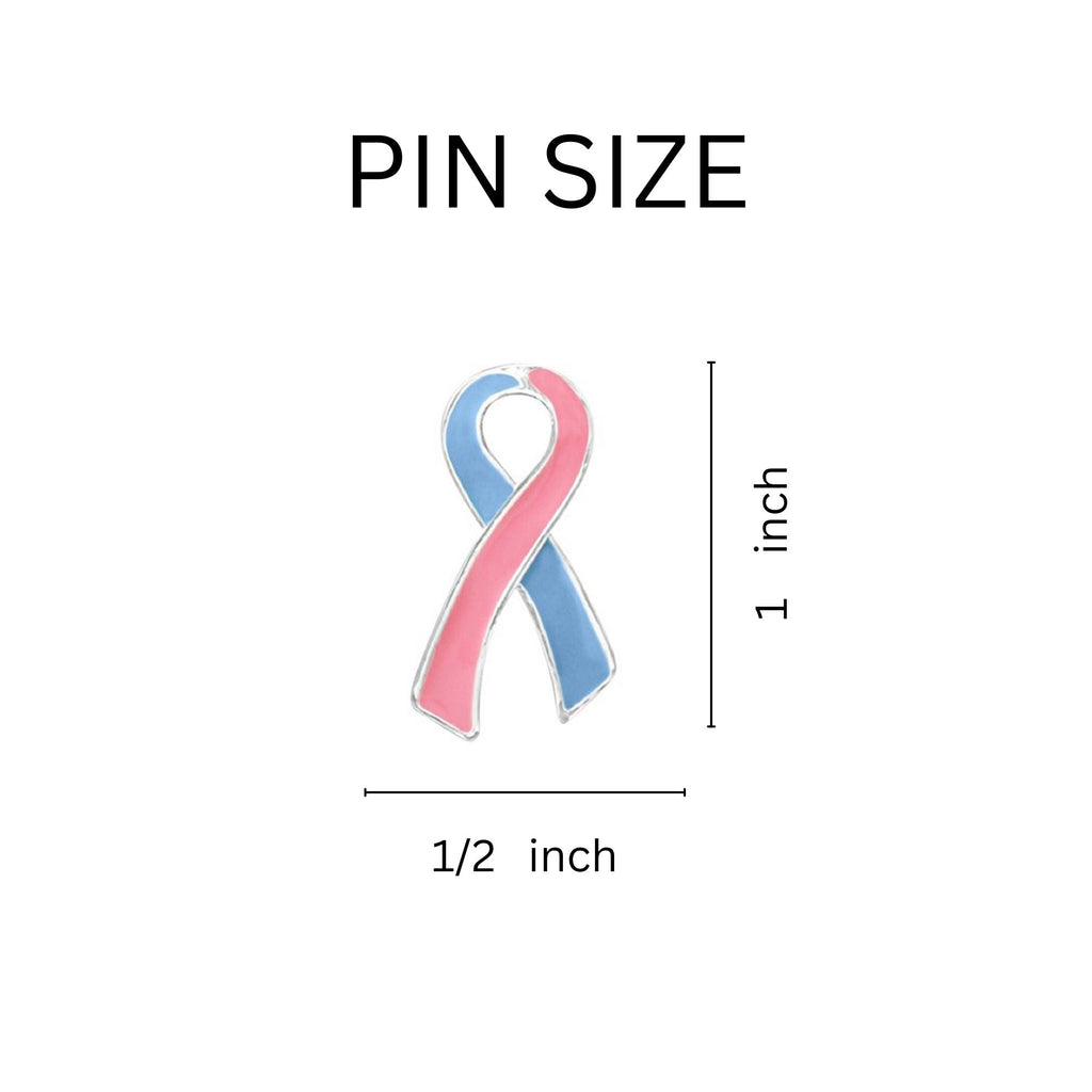 Large Flat Pink & Blue Ribbon Pins