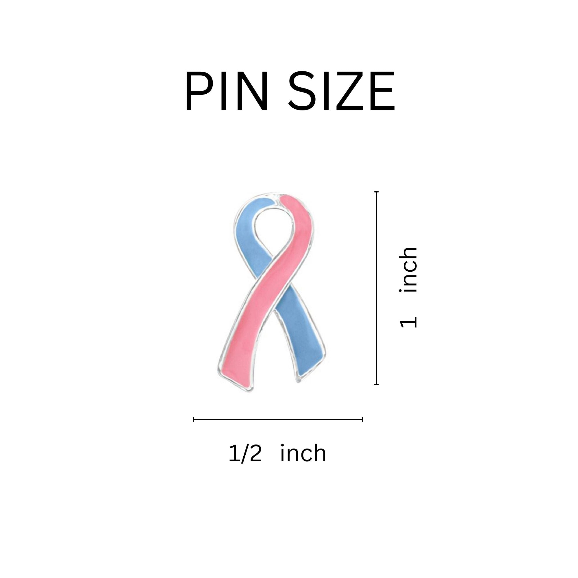 Large Flat Pink & Blue Ribbon Pins