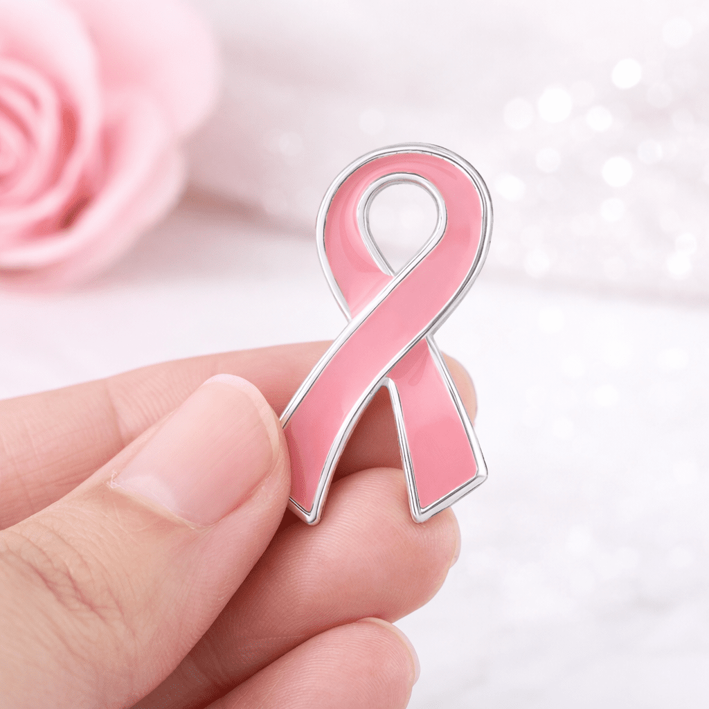 Large Flat Pink Ribbon Pins