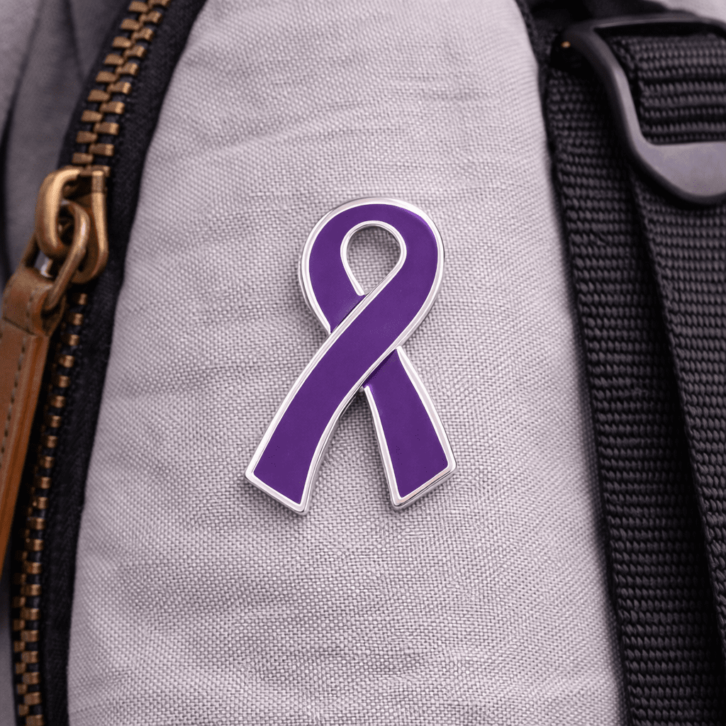 Large Flat Purple Ribbon Pins