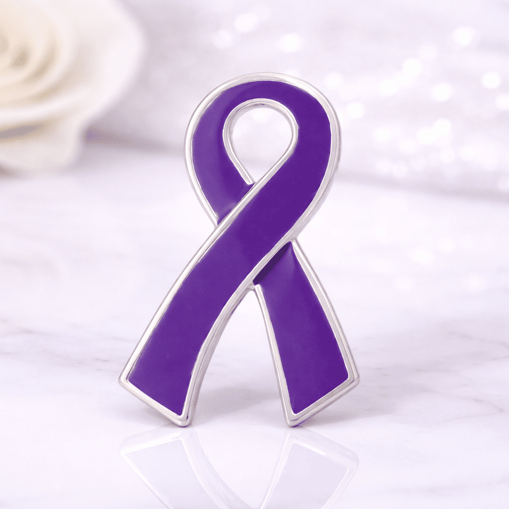 Large Flat Purple Ribbon Pins
