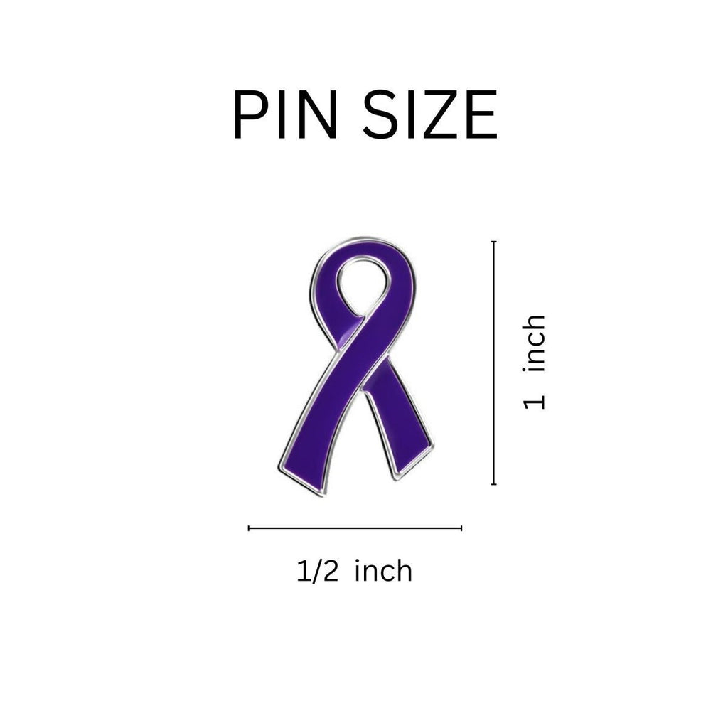 Large Flat Purple Ribbon Pins