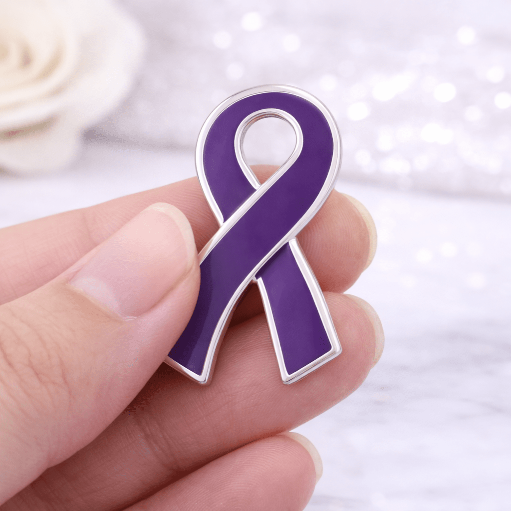 Large Flat Purple Ribbon Pins