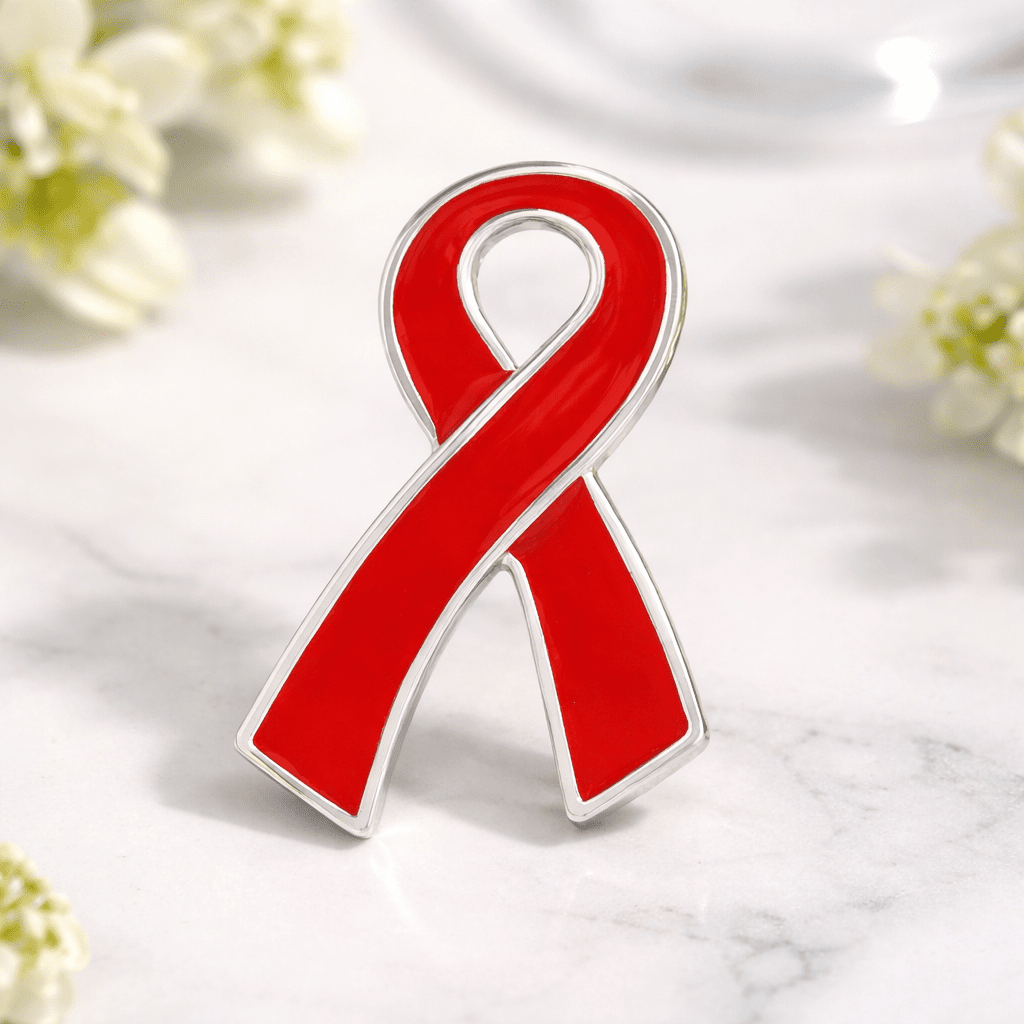 Large Flat Red Ribbon Pins