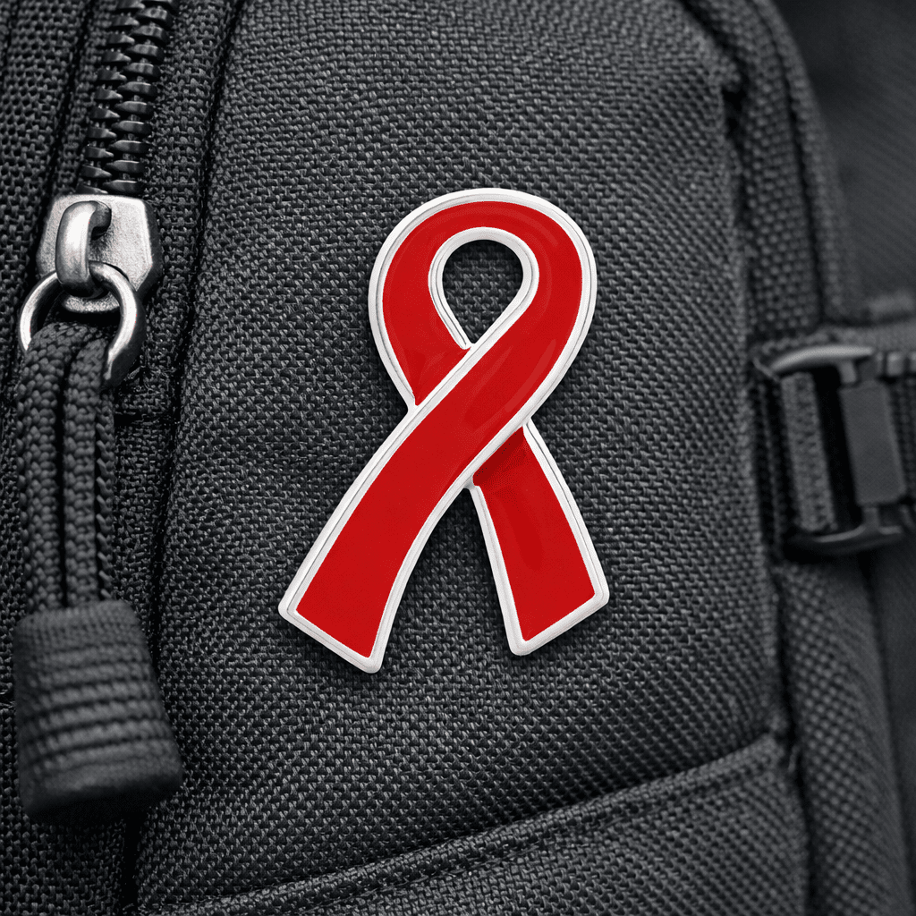 Large Flat Red Ribbon Pins