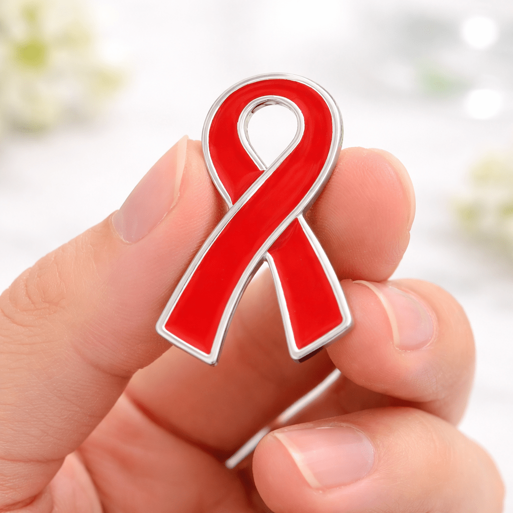 Large Flat Red Ribbon Pins