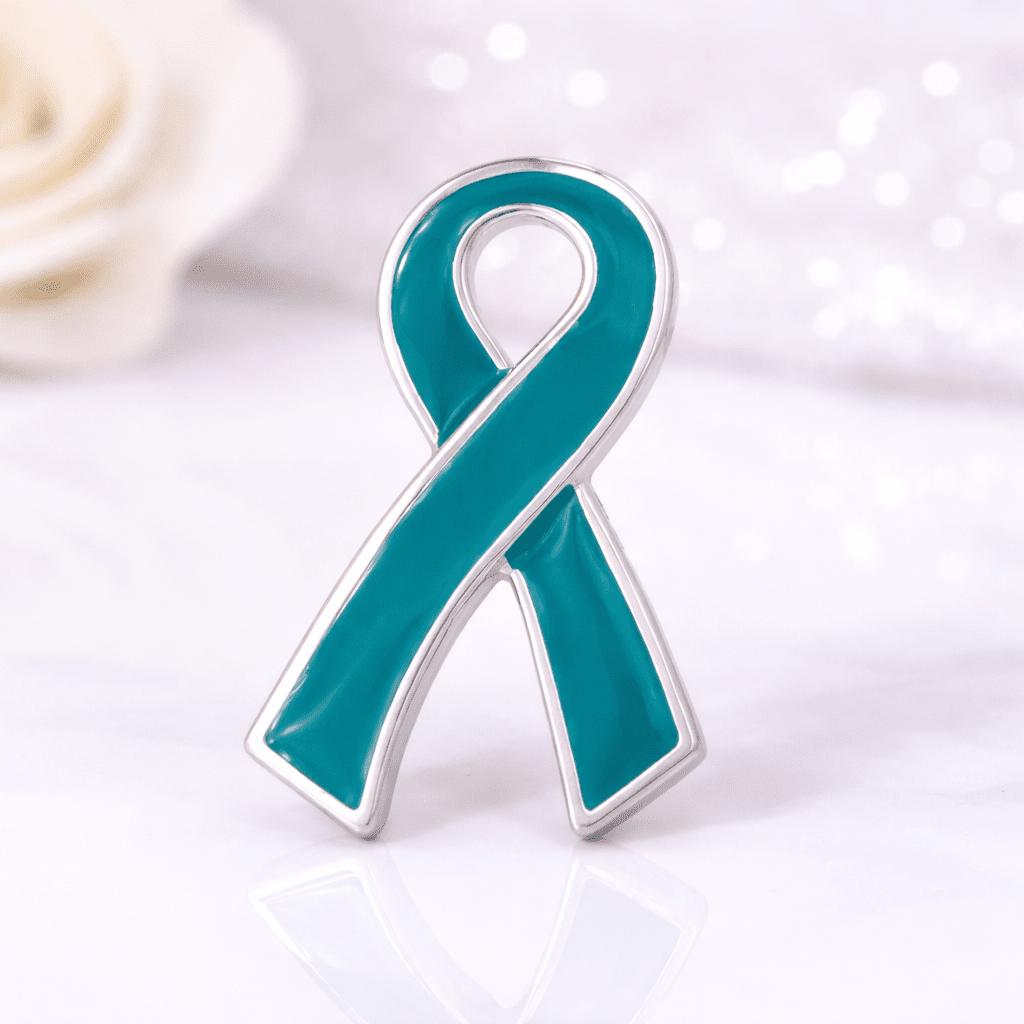 Large Flat Teal Ribbon Pins